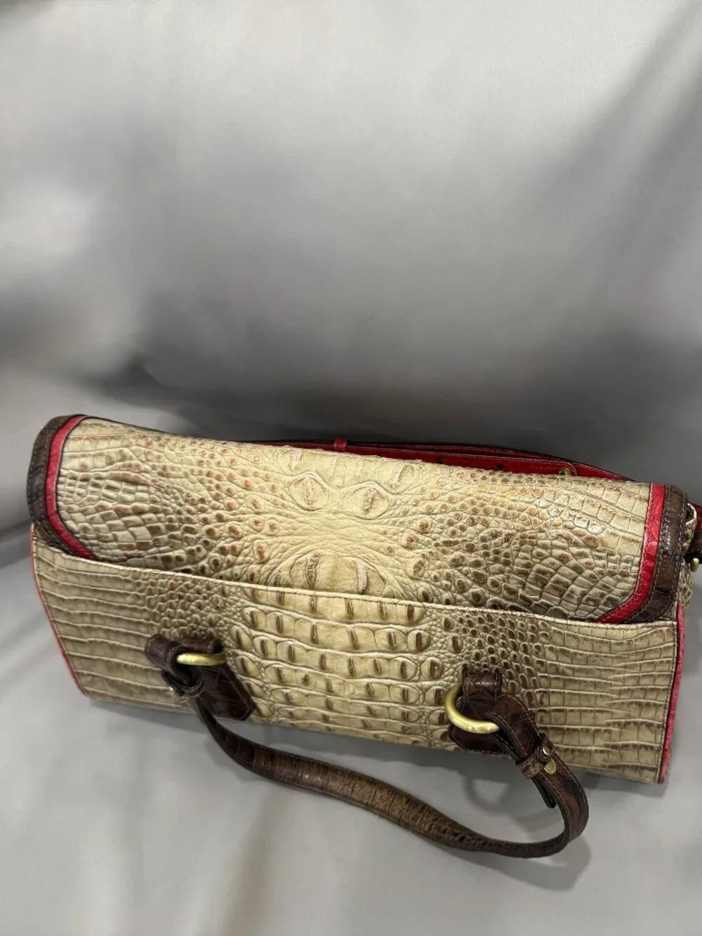 🤍 Brahmin Tri-Color Croc Embossed Leather Shoulder Satchel/Crossbody - Picture 13 of 13